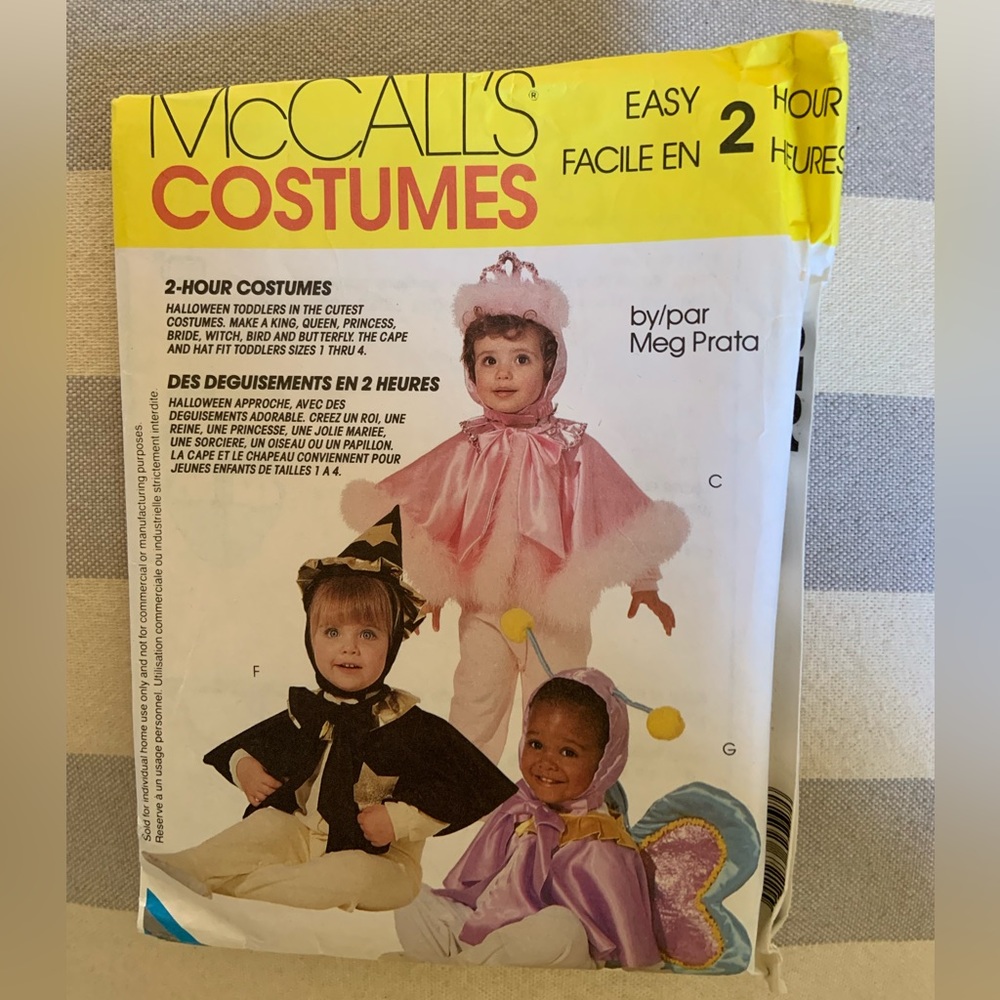 1990s Mc Calls Costume Sewing Pattern-Easy 2-Hour Costumes
